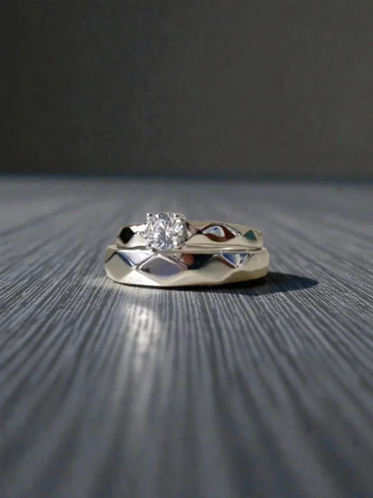 Silver Diagonal Shape Couple Band 2.webp