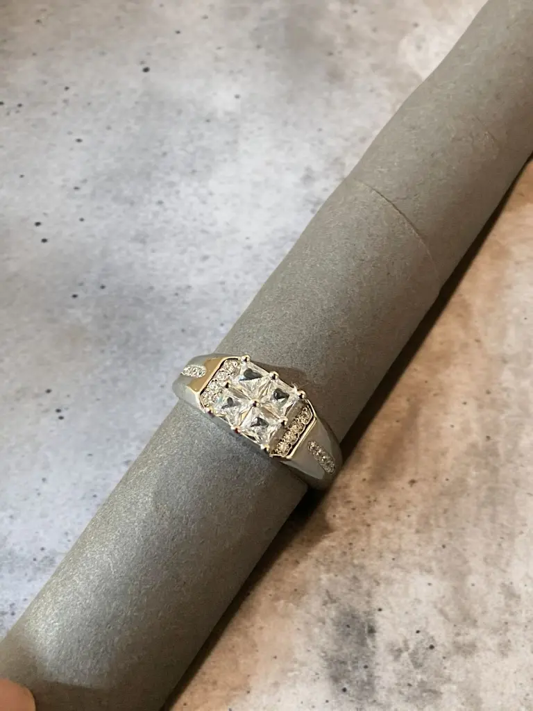 Silver Quadrilateral Stone Ring Men 1.webp