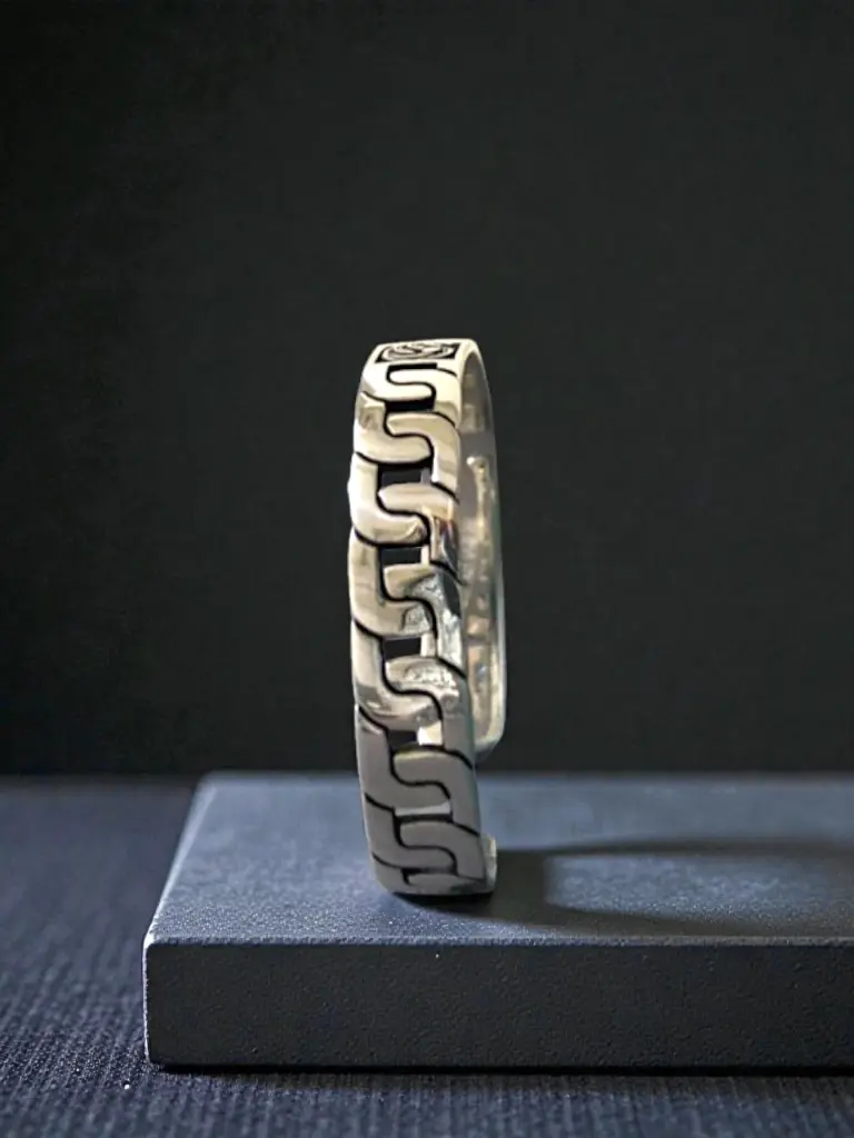 Silver Oxidised Corrupt C Kada Men.webp