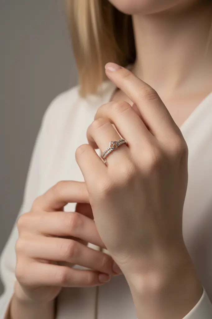 Silver Butterfly Ring Model Mockup.webp