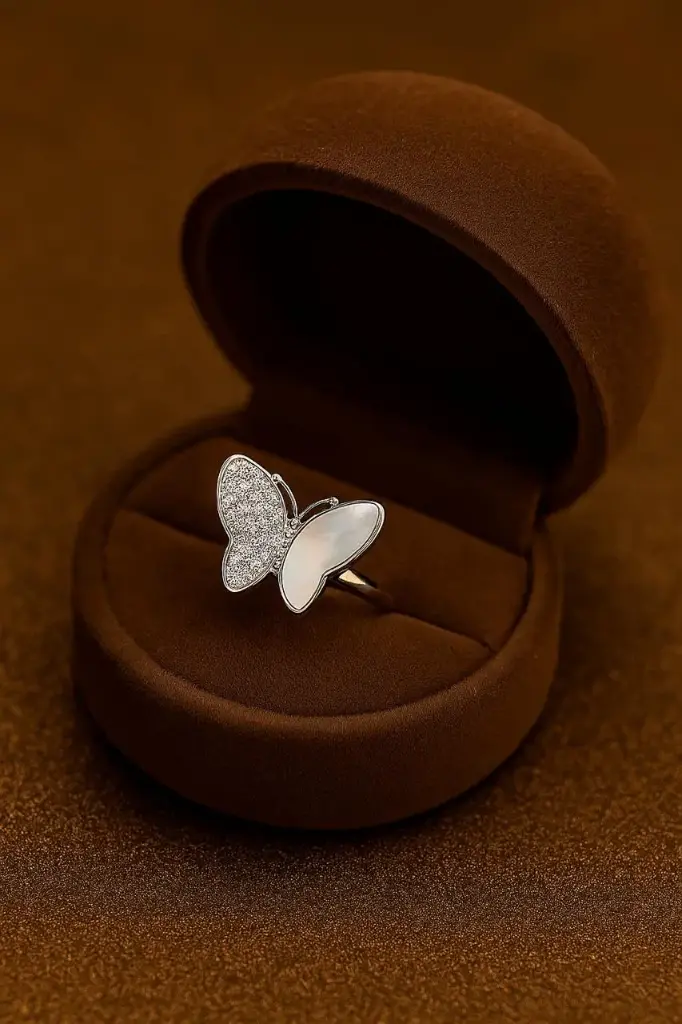 Woman’s Silver Butterfly Ring – Minimal Luxury Statement Ring