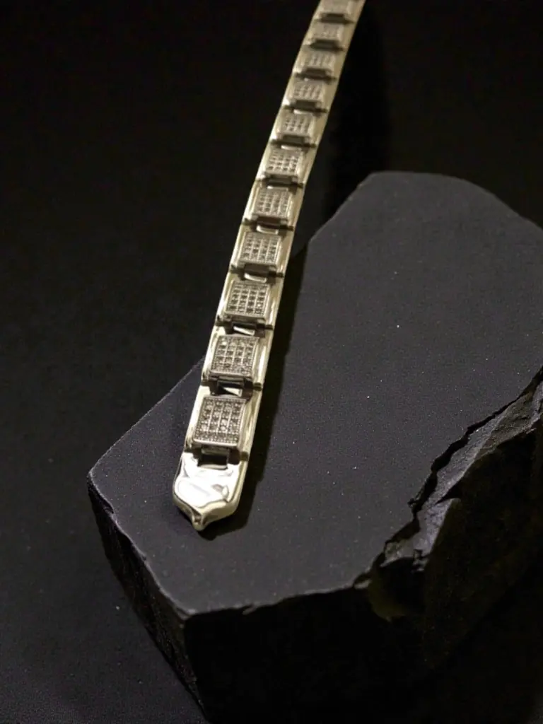 Silver Diamond Solid Bracelet Men.webp