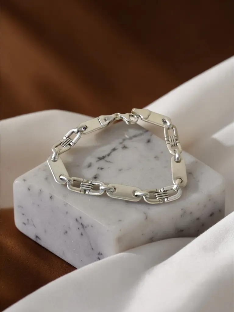 Geometric Bar Link Bracelet for Men
