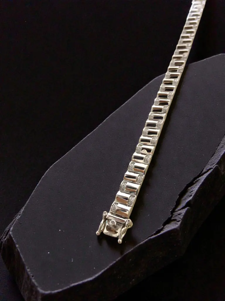 Elegant Silver Diamond Bracelet Men 2.webp
