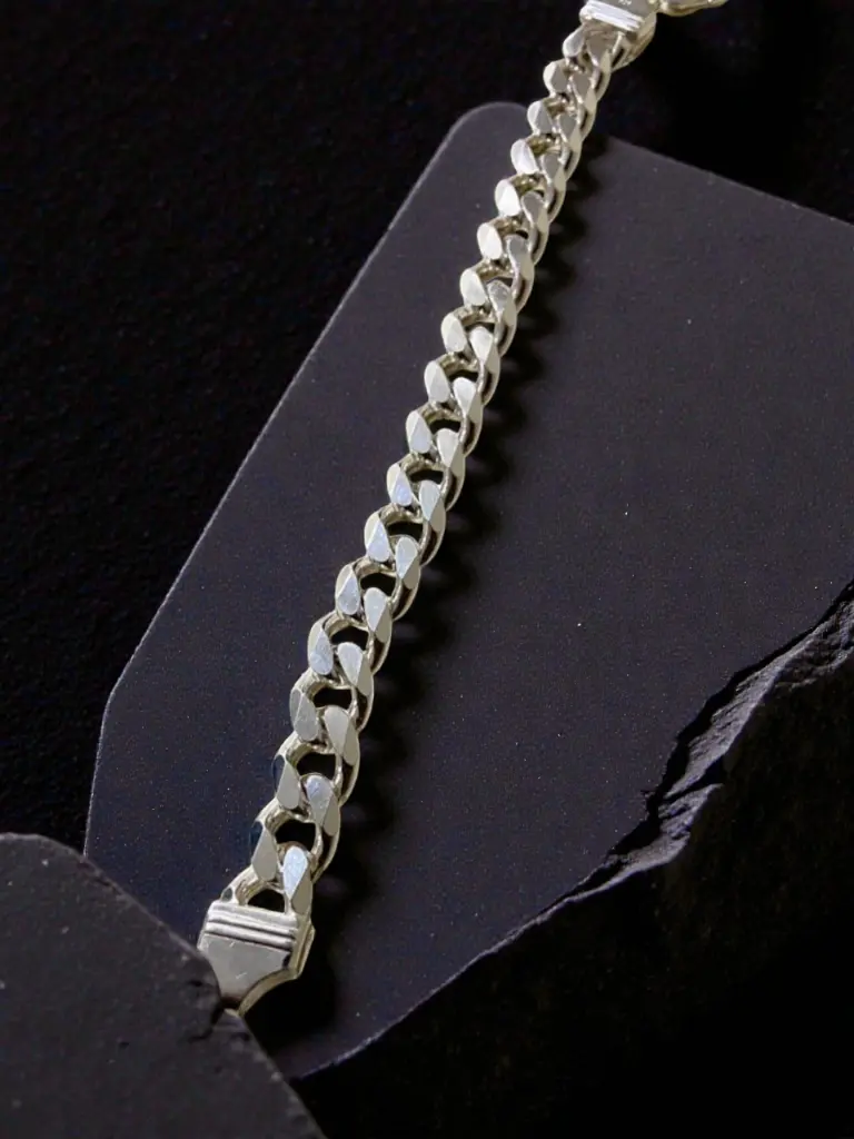 Silver Heavy Cuban Bracelet for Men 1.webp