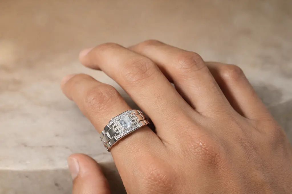 Silver Watch Ring Model Shot.webp