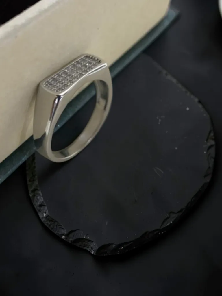 Silver Flat Diamond Ring Men 2.webp