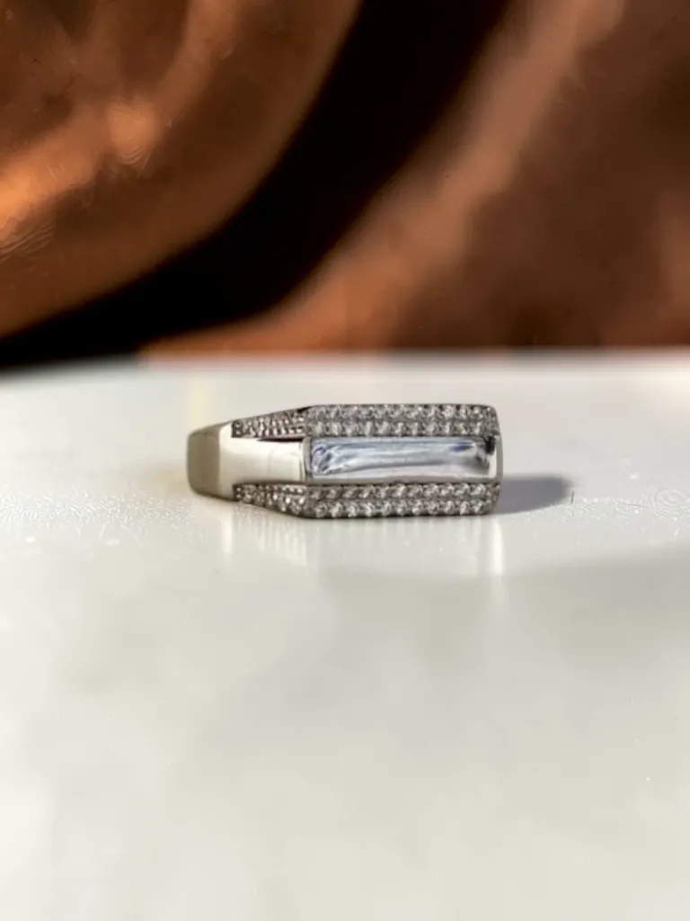 Silver modern Diamond Ring Men.webp