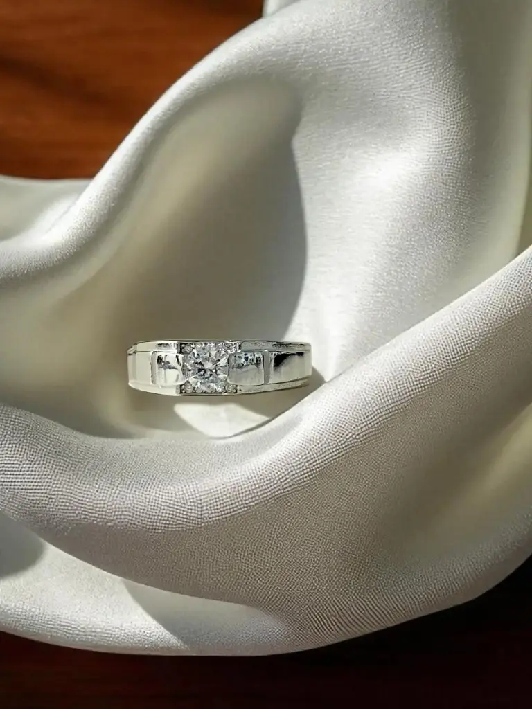 men's italian silver ring – 925 Solitaire Design