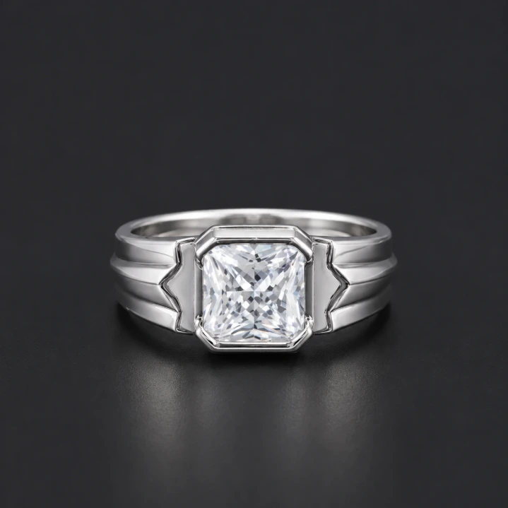 Silver Square Solitaire Ring for Men— Understated Luxury