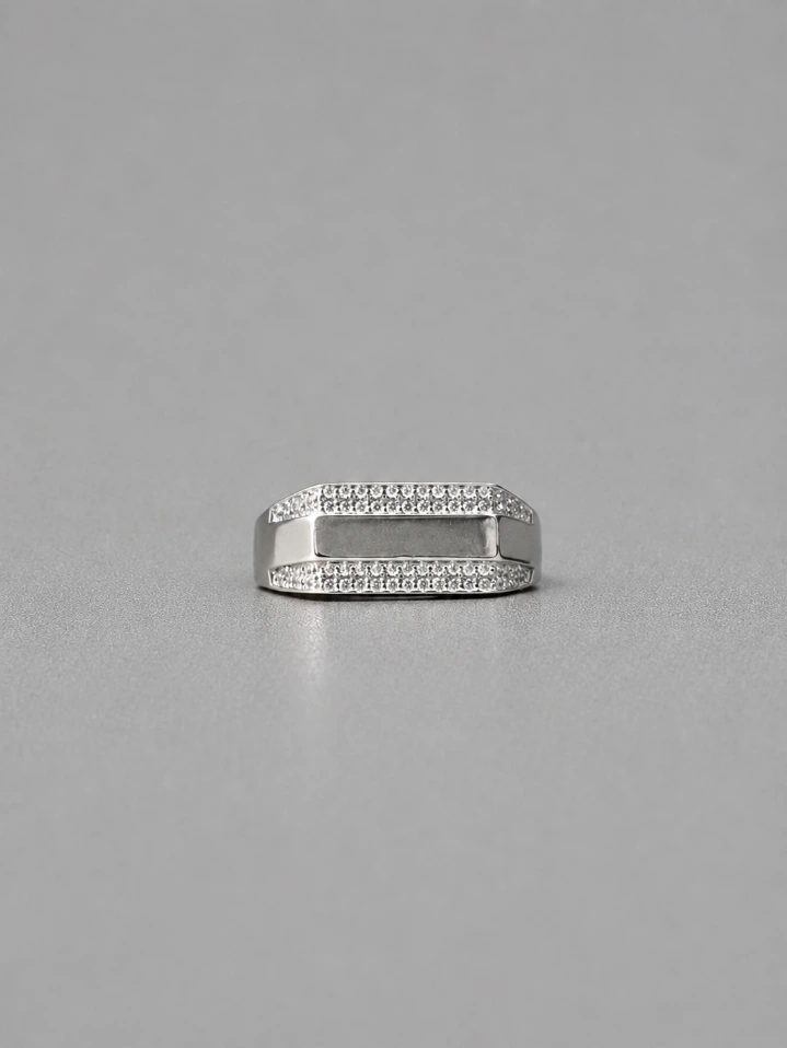 Silver Luxury Mens Diamond Rings — Modern Bold Finish