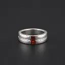 Men's Silver Ring with Red Stone – Bold Minimal Statement
