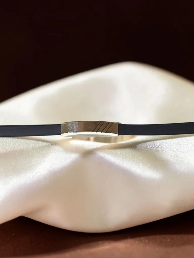 Silver Leather Black Italian Kada Men (2).webp