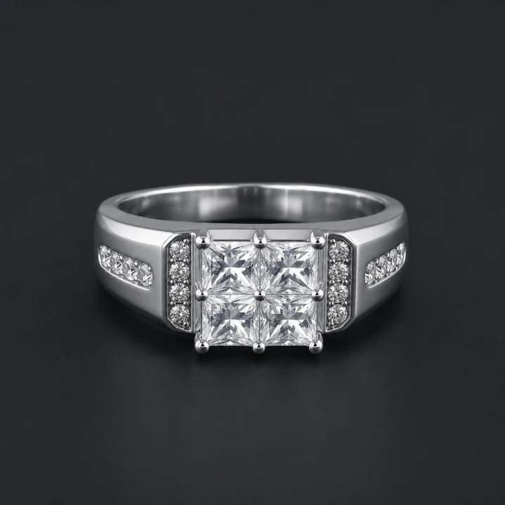 Minimal Men Silver Square Diamond Ring – Everyday Luxury Style