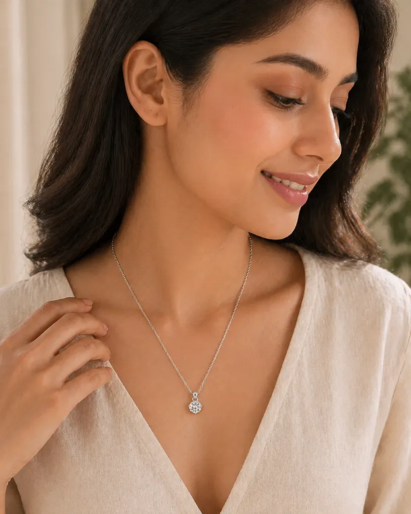 Silver Solitaire Chain Virtual Model.webp