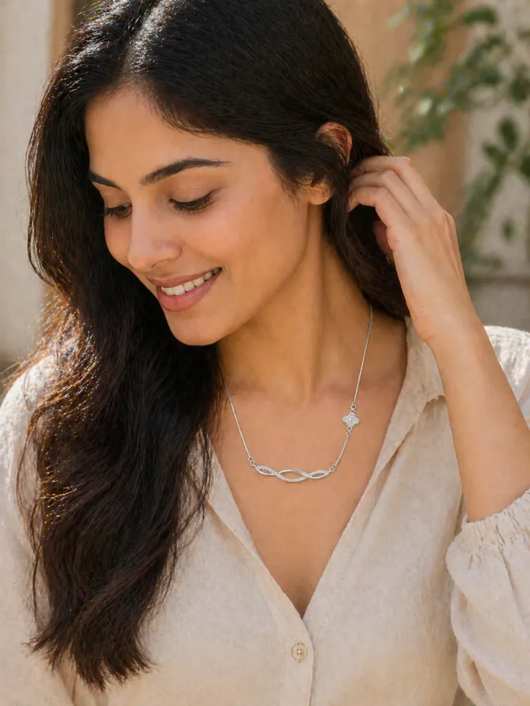 Silver Twisted Diamond Pendant Chain {Virtual Model}.webp