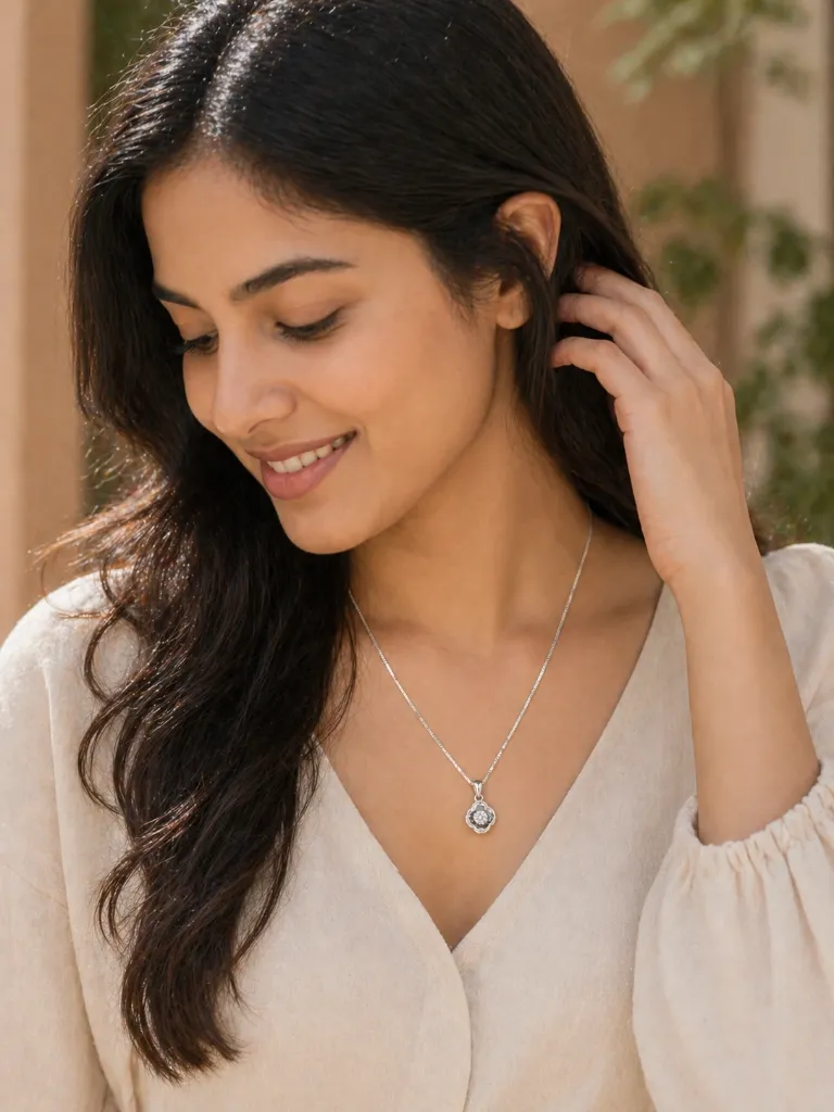 Silver Soliatire Pendant Chain {Virtual Model}.webp