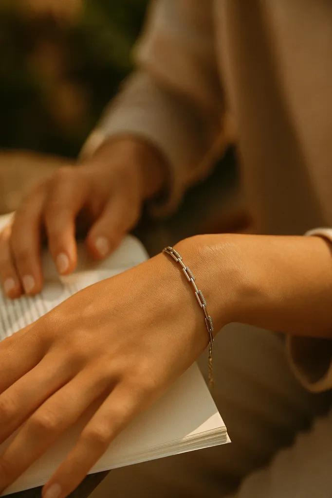Square Link Diamond Bracelet for Women