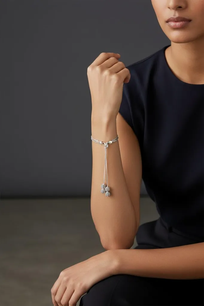 Three-Line Oxidized Bracelet for Women