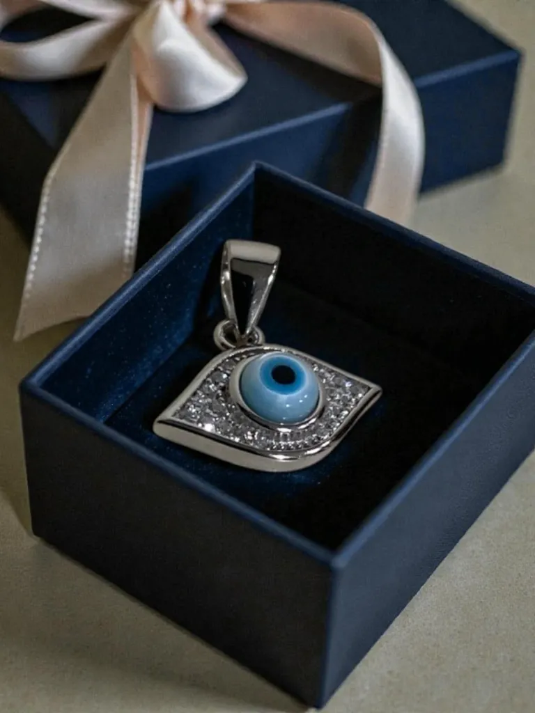 Silver Oval Shape Evil Eye Locket for Women 2.webp