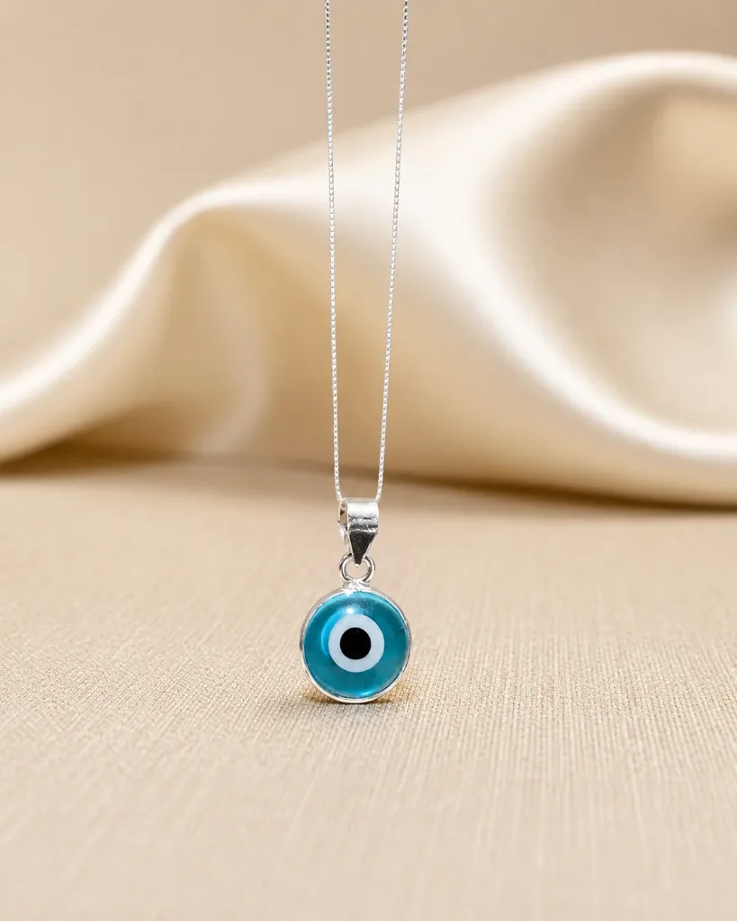 Silver Round MOP Evil Eye Bracelet for Women's 2.webp