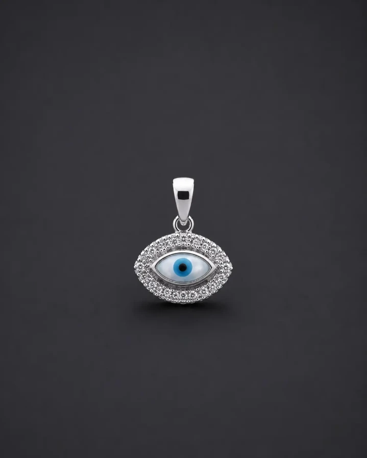 925 Sterling Silver Large Evil Eye Pendant for Women