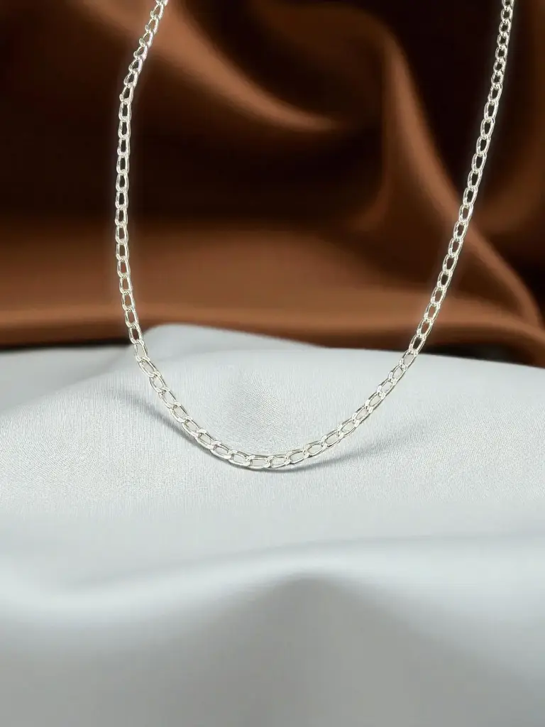 Men's Solid Link Chain in Sterling Silver