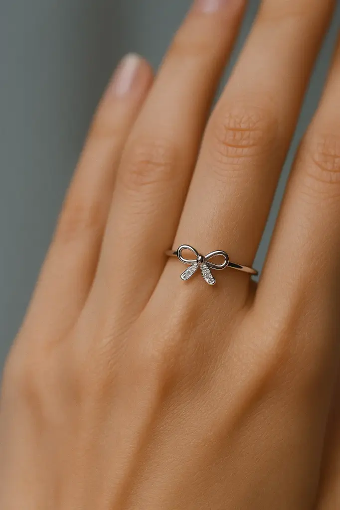 Delicate 925 Silver Woman's Bow Ring