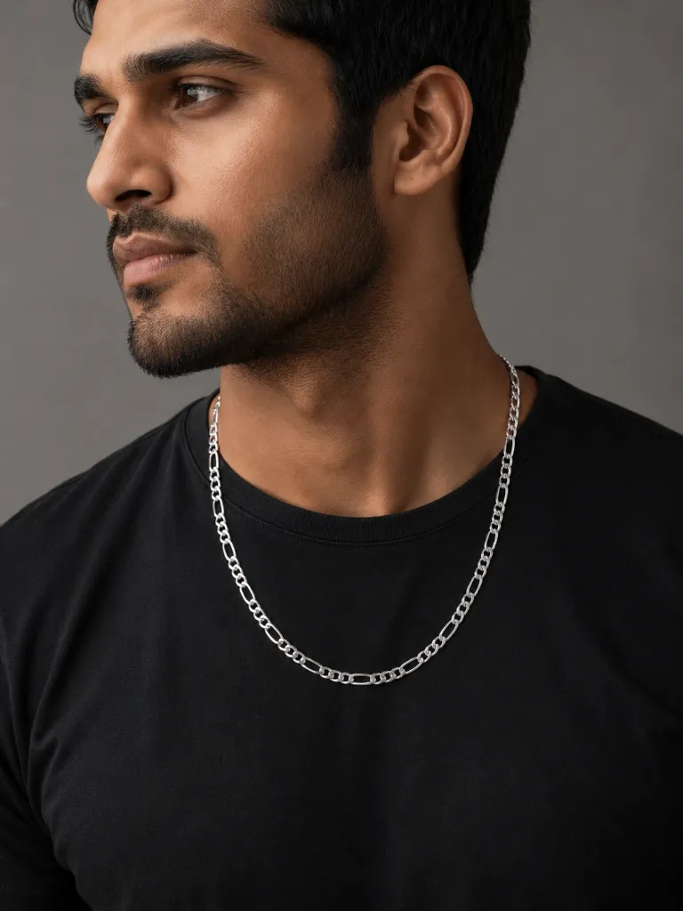 Silver Figaro Chain for Men.webp