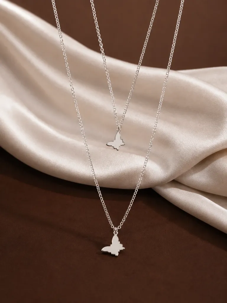 Silver Double Layered Chain for Woman.webp