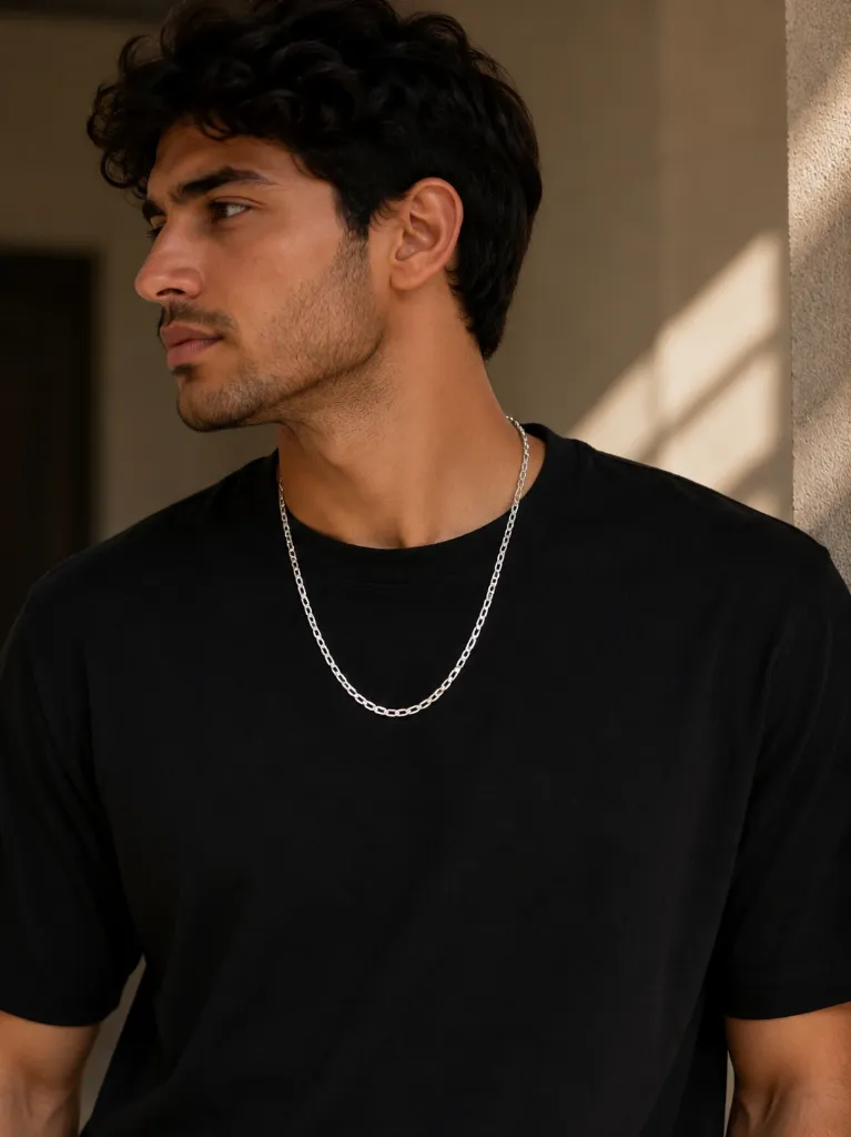 Silver Link Chain for Men - Lifestyle Shot.webp