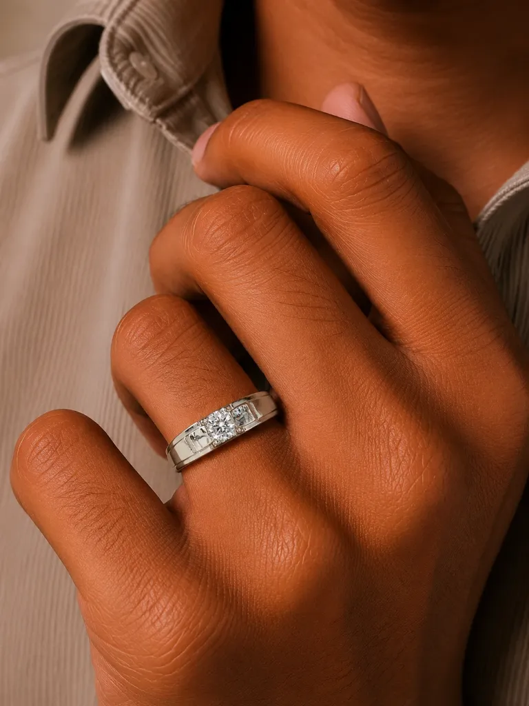 men's italian silver ring – 925 Solitaire Design