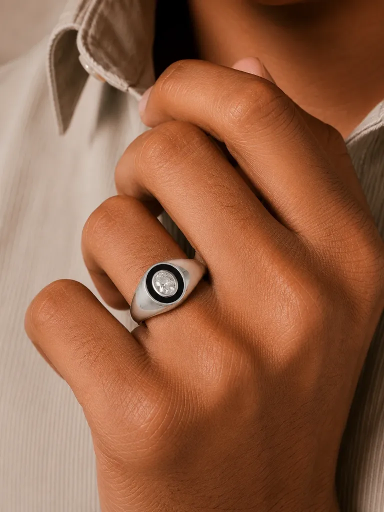Silver Big Turkish Ring Close Lifestyle Shot.webp