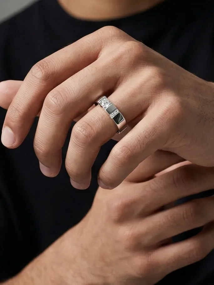 Silver Flat Solitaire Mens Ring 1 (Virtual Model).webp