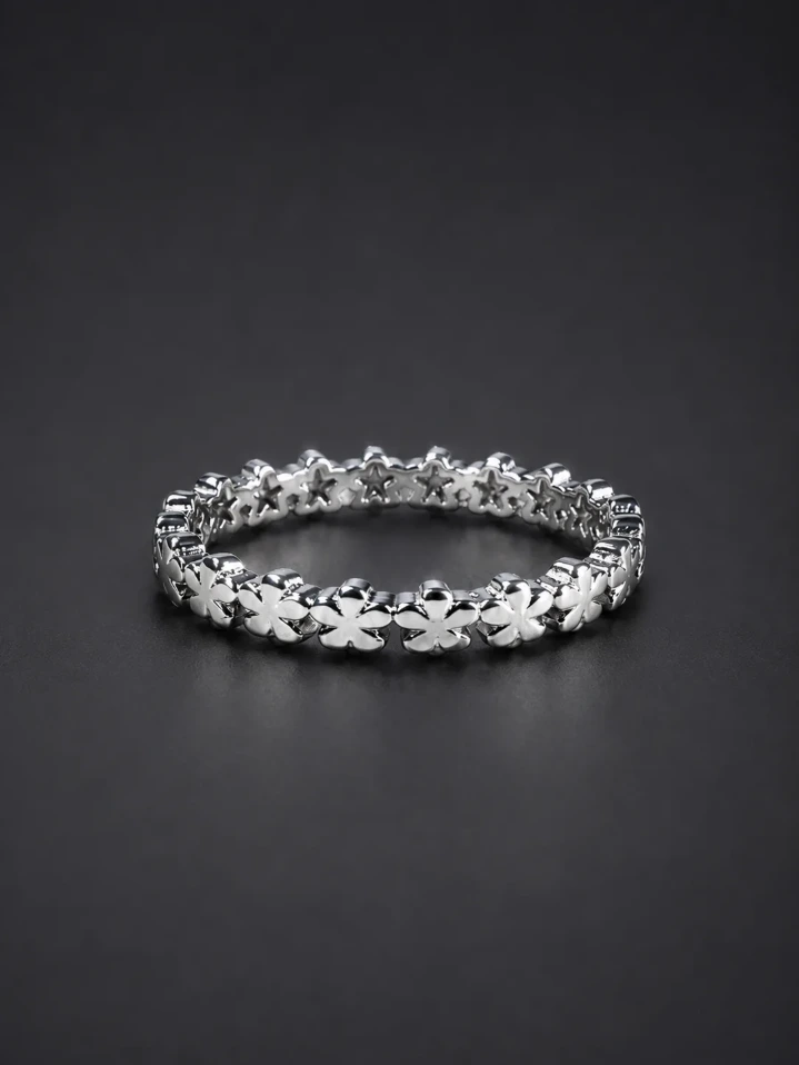 Floral Inspired 925 Woman Silver Band