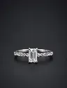 Woman’s Sterling Silver Diamond Solitaire Ring– Minimal Diamond Look