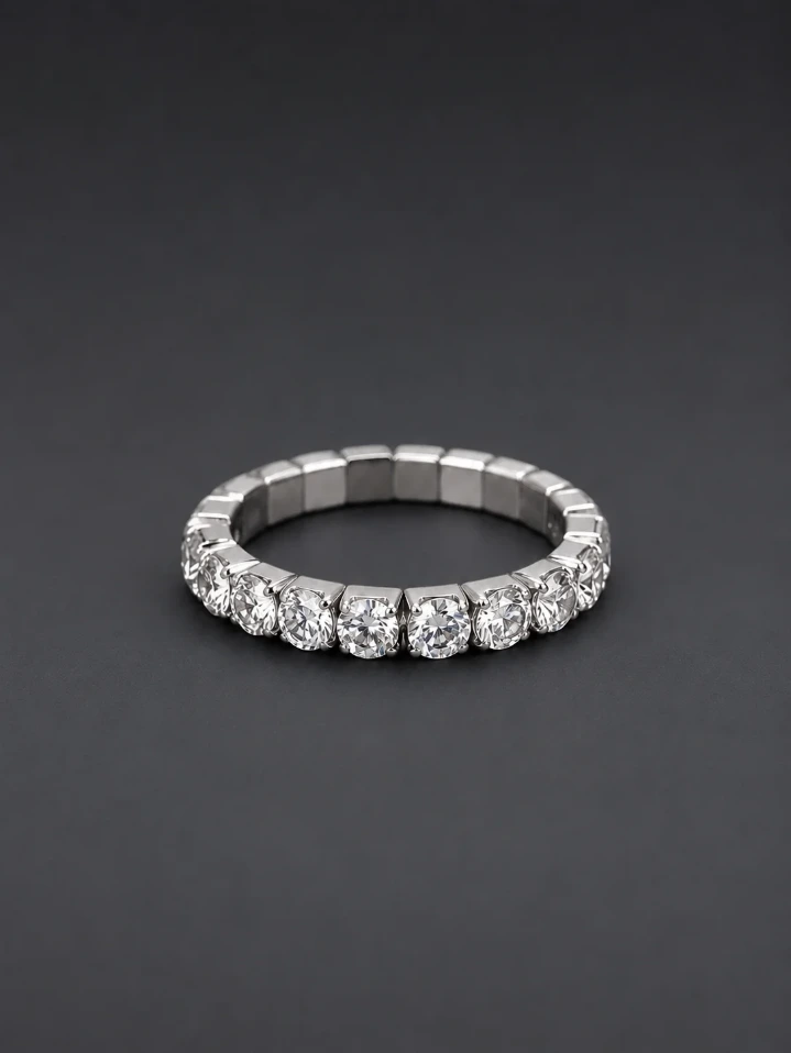 Elegant Silver Diamond Band – 925 Stretchable Woman’s Party Ring