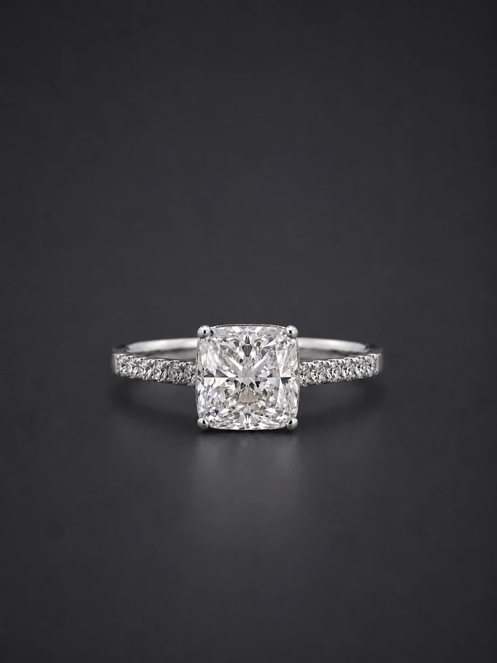 Silver Square Diamond Ring – Minimal Luxury for Woman