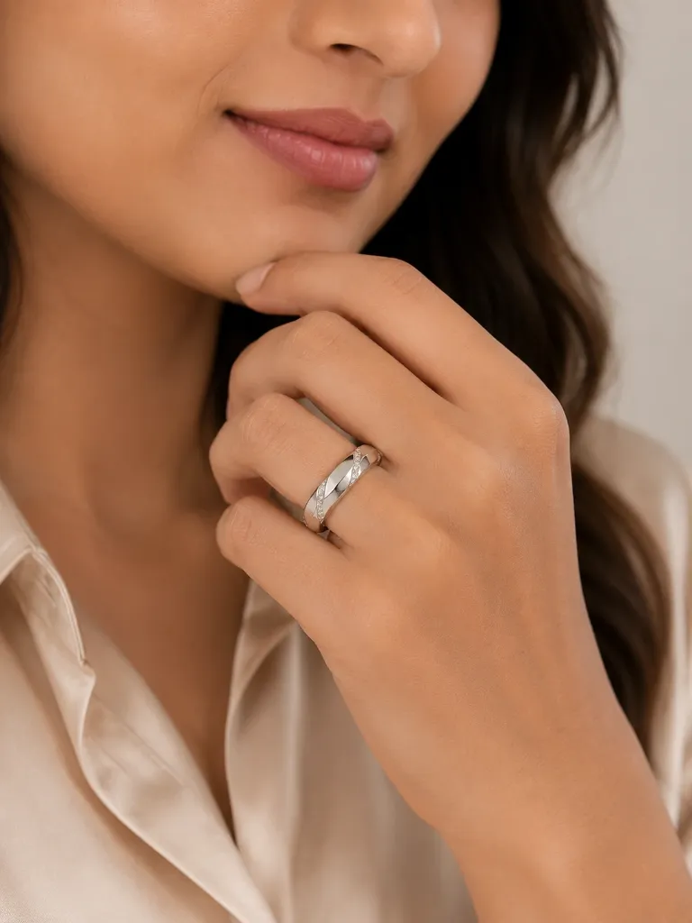Silver Cross Diamond Line Band - Lifestyle Shot.webp