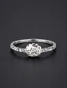 Sterling Silver Flower Ring with Diamond Touch for Woman– Elegant Party Essential