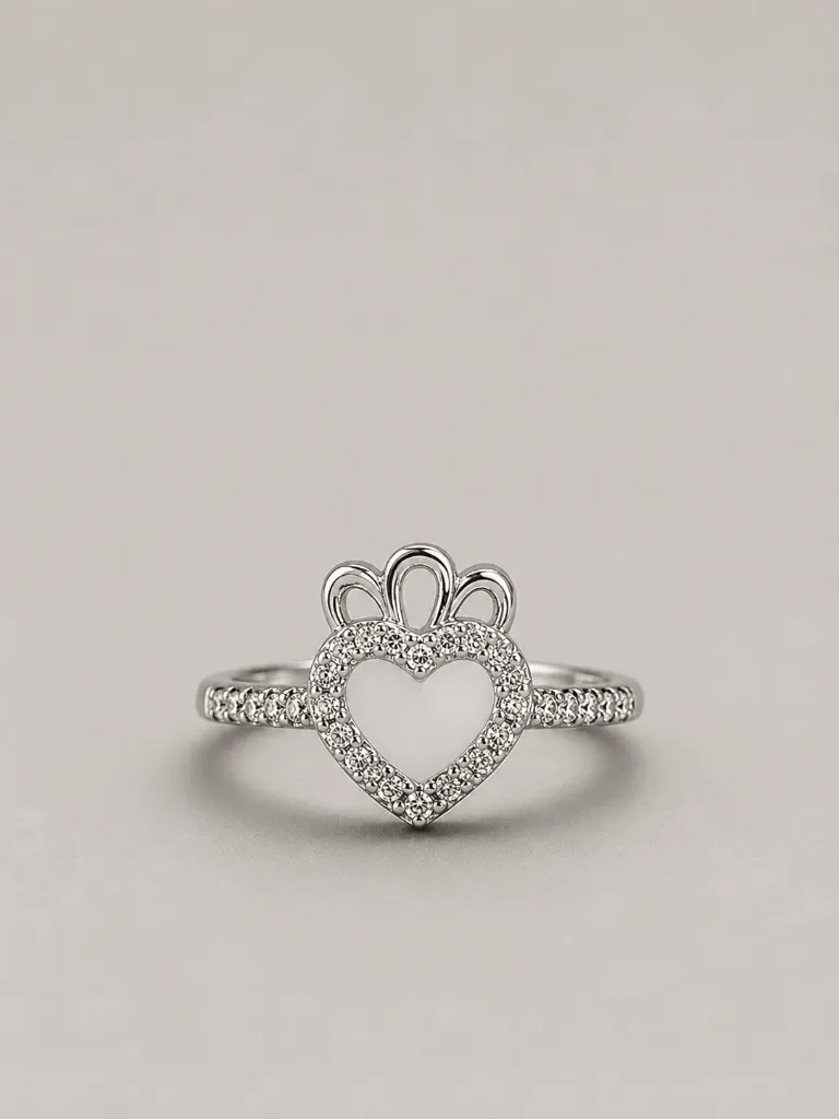 Classic Woman's 925 Silver Enamel Heart Ring – Effortless Everyday Style