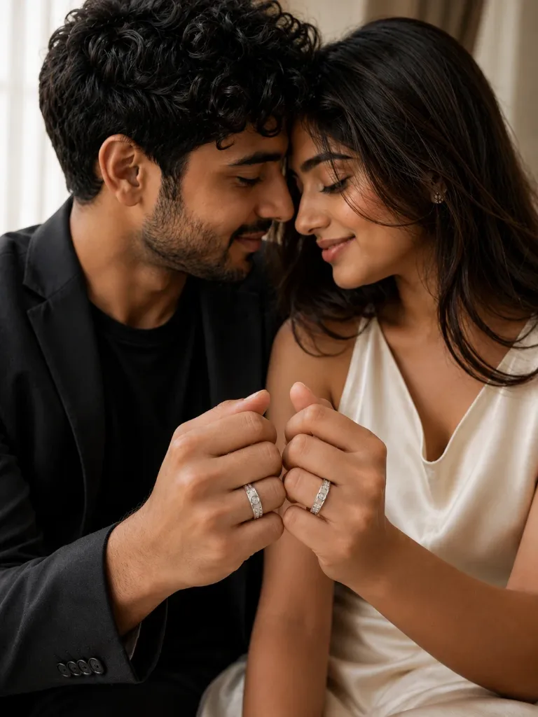 Silver Imported Couple Rings – Plain Textured Design