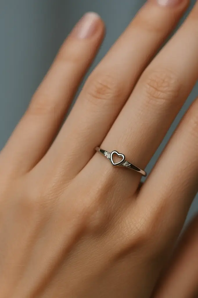 925 Silver Woman's Mini Heart Ring