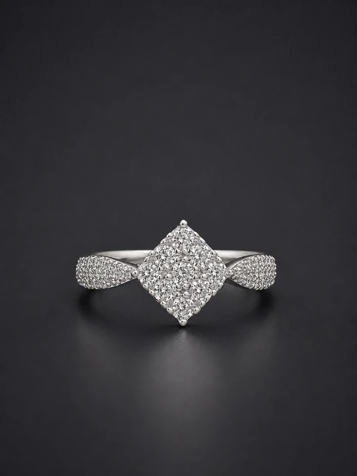 Minimal Silver Cluster Ring for Woman – Modern & Refined