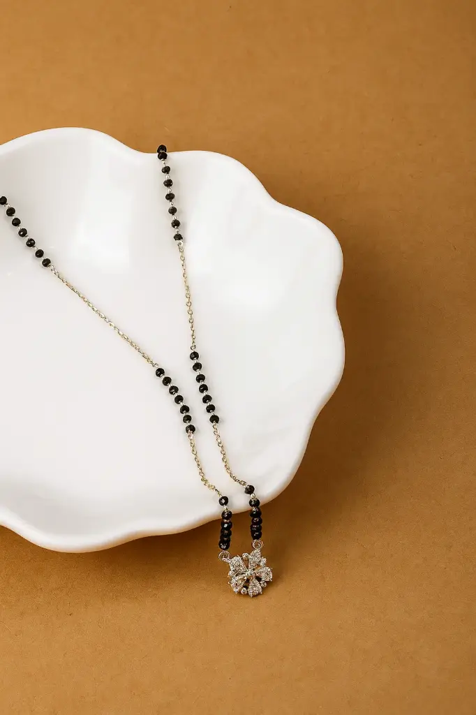 Sterling Silver Mangalsutra - Floral Pendant Design