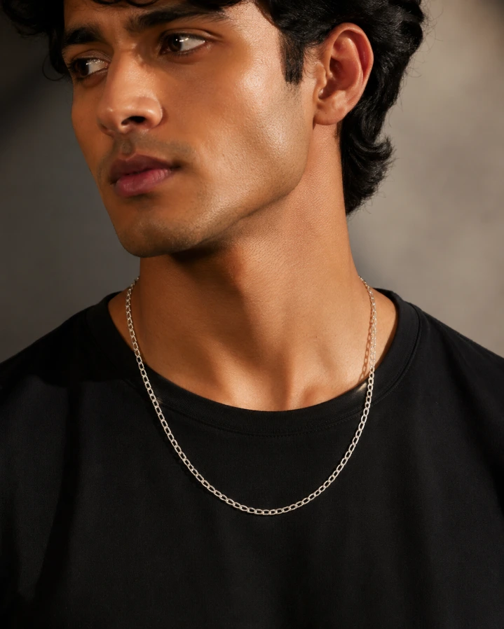 Men's Solid Link Chain in Sterling Silver