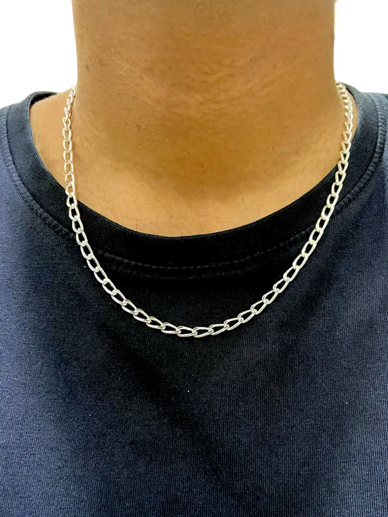 Men's Solid Link Chain in Sterling Silver