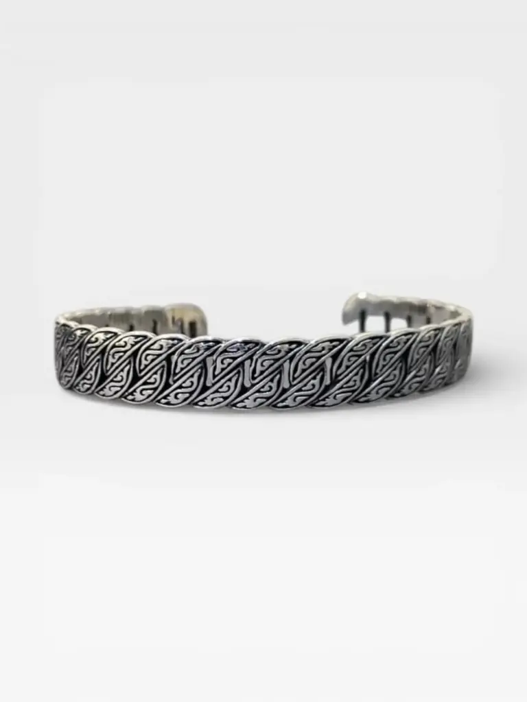 Engraved Oxidised Kada for Men