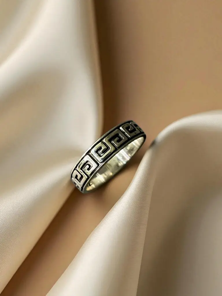 925 Oxidized Silver Zigzag Band for Men – Bold & Stylish