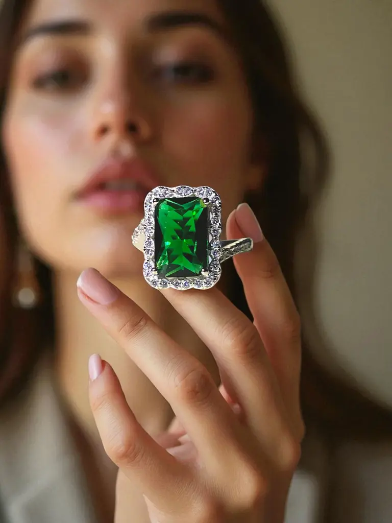 Emrald Stone Ring Woman Mockup-Photoroom.webp